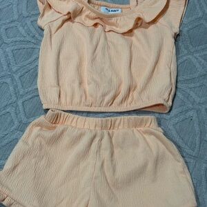 Old Navy Light Peach Ruffle Top Set 3T